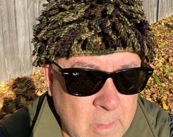 Billy Gibbons Hat ZZ Top hat African Nudu Hat Chemo wig camo crochet dreadlock wig dreadlock hat fingerlings hat bamileke hat chemo hat camo