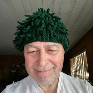 African Nudu beanie hat  is Billy Gibbons hat from ZZ TOP!  A crochet dreadlocks wig bamileke hat chemo wig can be in any color hunter green