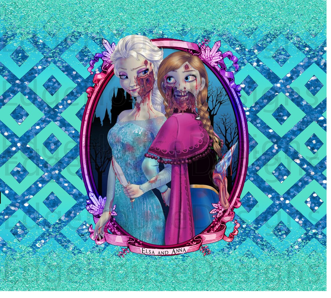 Frozen Zombie Anna Elsa PNG JPEG 2 files 20oz tumbler Etsy