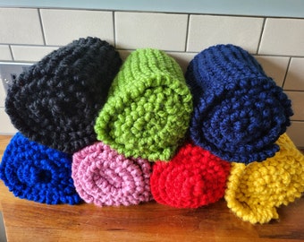 Hand knitted soft chunky scarf various colours