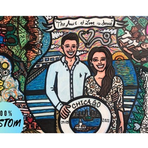 Regalo fidanzato personalizzato per lui, Ritratto disegnato a mano, Regalo di un anno per l'anniversario degli appuntamenti per lui, Ritratto di coppia personalizzato Regalo significativo