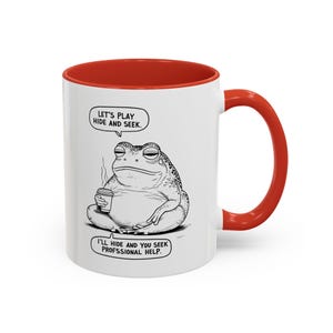 Funny Frog Coffee Mug, Quirky Accent Mug, Perfect Gift for Coffee Lovers, Fun Office Decor, Unique Ceramic Mug, Hide and Seek Design