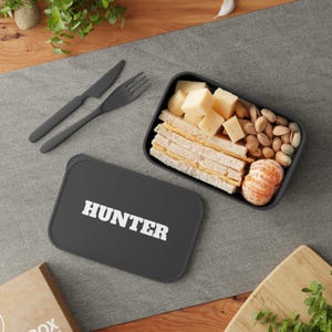 Caja bento personalizada: recipiente para preparar comidas, lonchera ecológica, regalo para cazadores, útiles escolares, almacenamiento de alimentos reutilizable.
