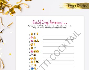 Bridal Shower Game - Bridal Emoji Pictionary Bridal Shower Game - Bridal Shower Printables - Bridal Shower Ideas