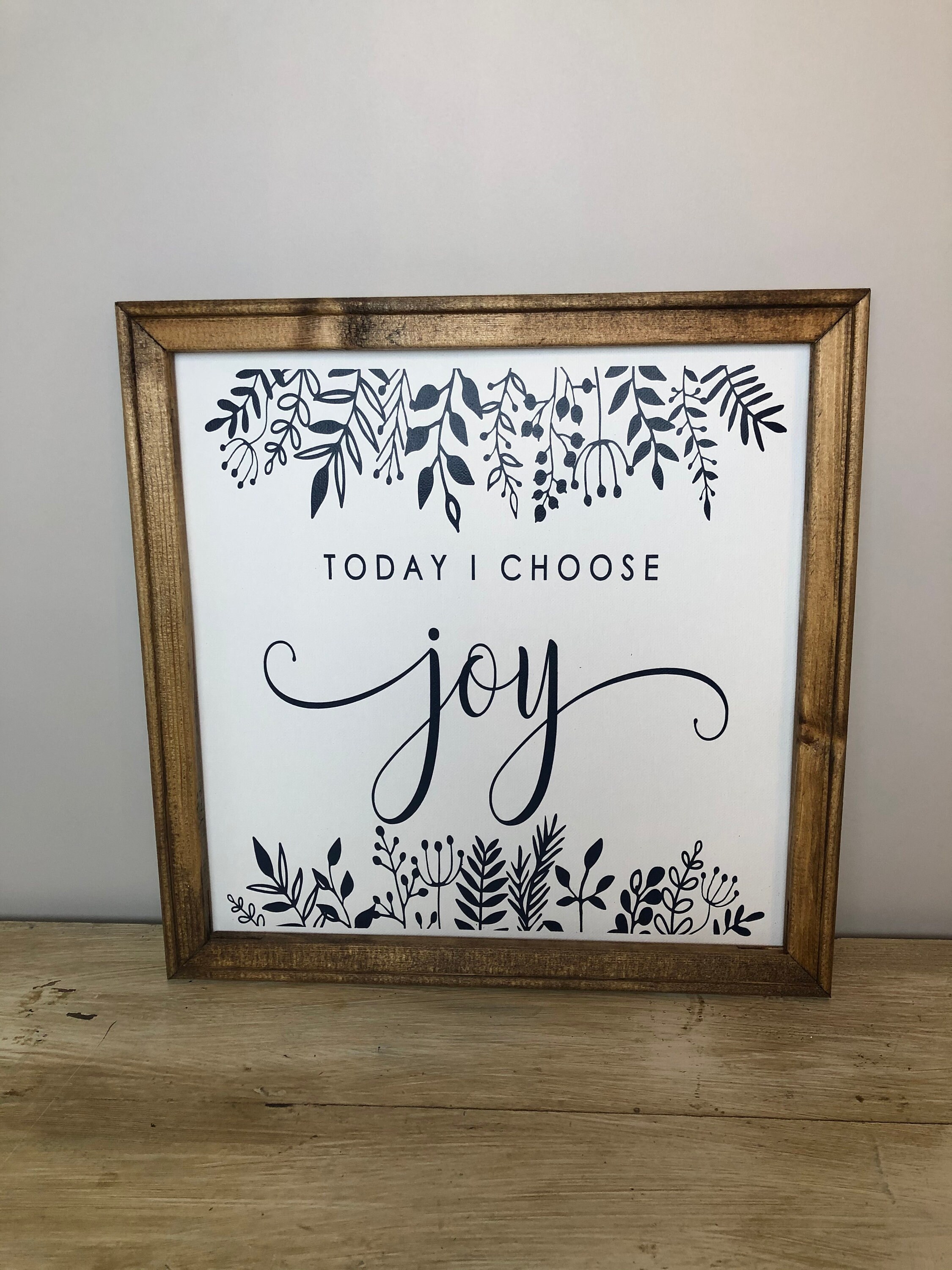 Today I choose Joy Framed 14x14 reverse canvas Etsy