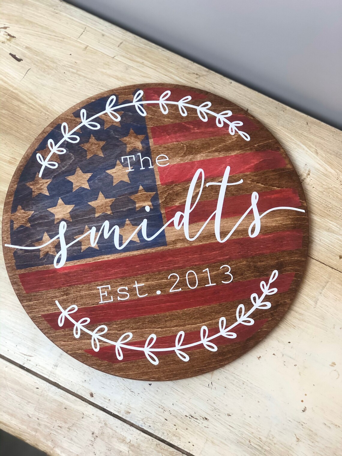 American flag Round Door Hanger Front Door Hanger Front Door Etsy