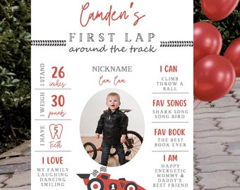 Fast ONE Birthday Milestone Sign, My First Year Birthday Stats Poster, 1st Year Sign, First Lap, Digital Download, Editable Template 708MP2