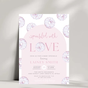 Sprinkled with Love Baby Sprinkle Editable Invitation Template, Instant, Donut Baby Sprinkle, Gender Neutral Baby Shower, Printable 830M