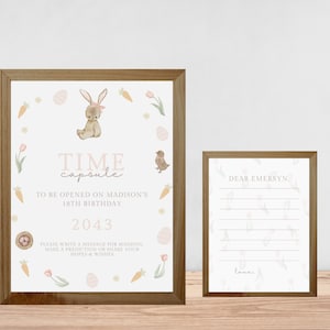 Some Bunny is One Time Capsule en bijpassende notitiekaart, bewerkbare Time Capsule-voorspellingen voor Pasen, 1e verjaardagsfeestje, 024TC