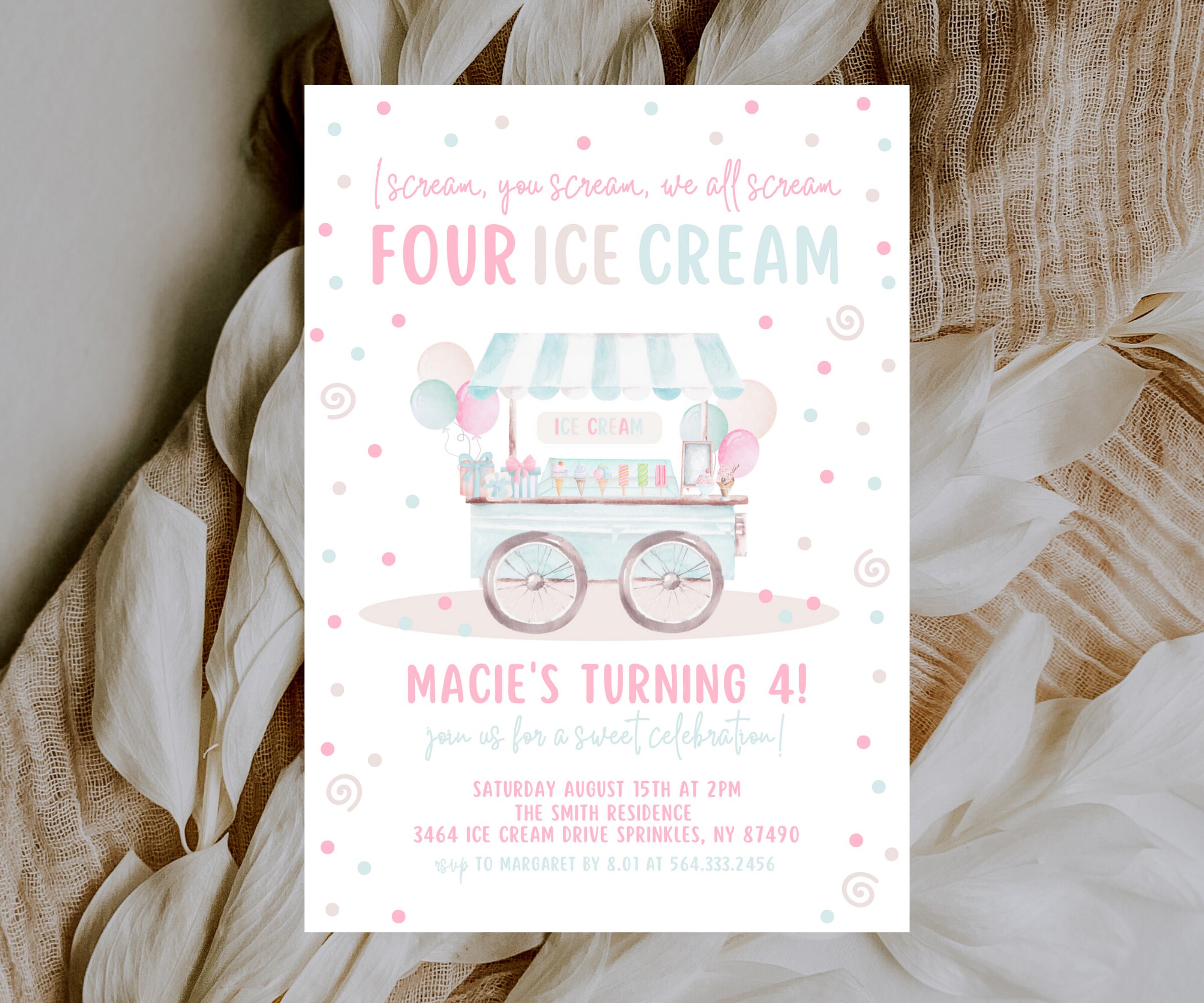 Editable Ice Cream Truck Birthday Invitation I scream You - Portugal