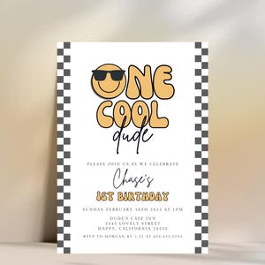 Editable One Cool Dude Birthday Invitation One Cool Dude Party Sunglasses Summer Boys First Birthday Invite Printable Digital 726G