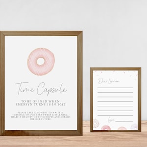 Cartaz de aniversário de donuts - Cápsula do tempo de 1º aniversário de donuts - Festa de um neto - Cápsula do tempo de donuts - Download instantâneo de arquivo editável 097TC