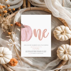 Little Pumpkin First Birthday Invitation Template, Fall 1st Birthday Invite, Photo Birthday Invitation, Rustic Fall Birthday Party 544A