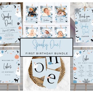 Spooky One Ghost 1st Birthday Spooky 1st Birthday Editable Spooky One Halloween Ghost 1st Birthday Boy Party Instant Download Bundle 481A