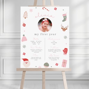 Christmas Birthday Milestone Board, Christmas Party Decorations, Girl Birthday, Oh what fun, Editable Template, INSTANT DOWNLOAD 003MP1