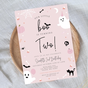 Trick or Three Invitation, EDITABLE Halloween 3rd Birthday Invitation Ghost Invitation Spooky Invitation Spooktacular, INSTANT DOWNLOAD 480A