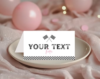 Race Car Food Tent Cards , Birthday Food Cards, Pink Race Car Girl Birthday, Instant Editable Template, Printable, Fast One 744TC2