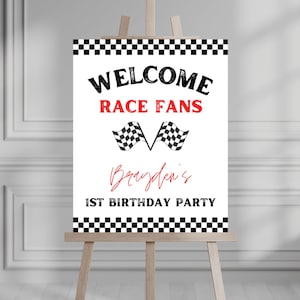 Editable Racecar Birthday Party Welcome Sign , Racing Birthday Party Sign Two Fast One Birthday Party Decor Welcome Race Fans Poster 708