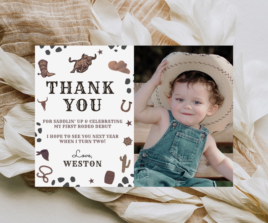 FIRST RODEO Birthday Thank You Card | Printable Wild West Birthday ...