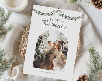 The More The Merrier Pregnancy Announcement Holiday Card, Christmas Card Baby Announcement INSTANT download silent nights are over 400K