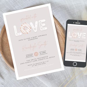 Sprinkled with Love Baby Sprinkle Editable Invitation Template, Instant, Donut Baby Sprinkle, Gender Neutral Baby Shower, Printable 831E