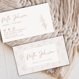 Boho Visitenkarte Vorlage Canva, SOFORTIGER DOWNLOAD, bedruckbare Visitenkarte, Blumen Visitenkarte, Visitenkarte, Calling Card, Boho Visitenkarte BC741