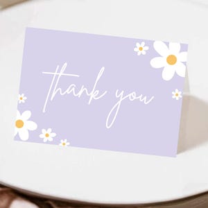 Carte de remerciement pliable pour fête d'anniversaire Marguerite Little Miss One-derful Birthday Party Boho Daisy Hippy Birthday Decor Instant 101TY