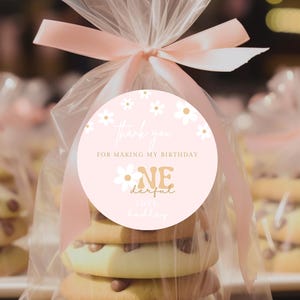 Tag modificabile di ringraziamento per la festa di compleanno di Daisy Boho Little Miss One-derful Party Boho Daisy Floral Onederful Download immediato 100TYS
