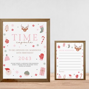 Kerst Oh What Fun Time Capsule en bijpassende notitiekaart, bewerkbare Christmas Time Capsule-voorspellingen, 1e verjaardagsfeestspel, 003TC