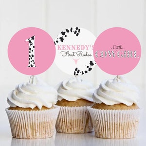 Cowgirl Geburtstagsparty Cupcake Toppers Wilder Westen Cowgirl 1. Rodeo Geburtstagsparty Southwestern Ranch Geburtstag Dekor Instant Download 717CT Bild 1