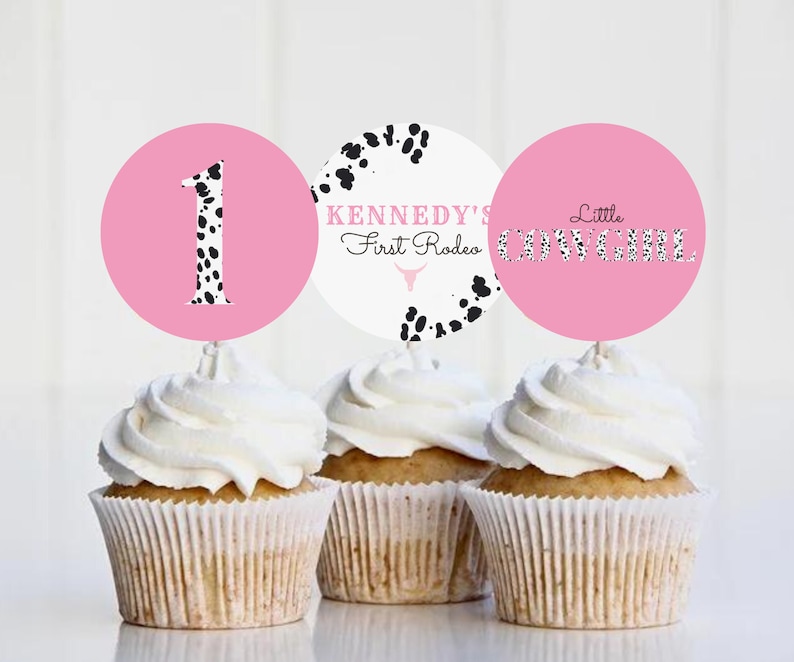 Cowgirl Geburtstagsparty Cupcake Toppers Wilder Westen Cowgirl 1. Rodeo Geburtstagsparty Southwestern Ranch Geburtstag Dekor Instant Download 717CT Bild 1