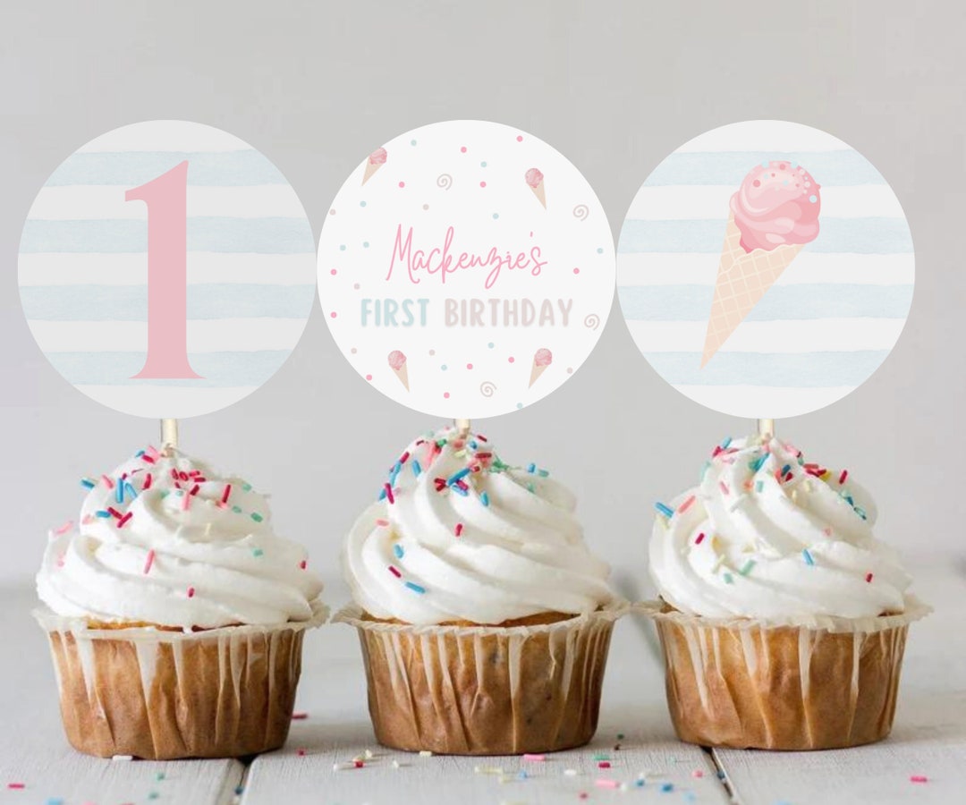 Ice Cream Cupcake Toppers Favor Tags Ice Cream Birthday Party ...