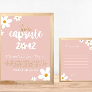Modèle de capsule temporelle Daisy, première fête d'anniversaire Boho Daisy, décoration florale de fête d'anniversaire 1er anniversaire fille, imprimable modifiable, téléchargement immédiat 722TC