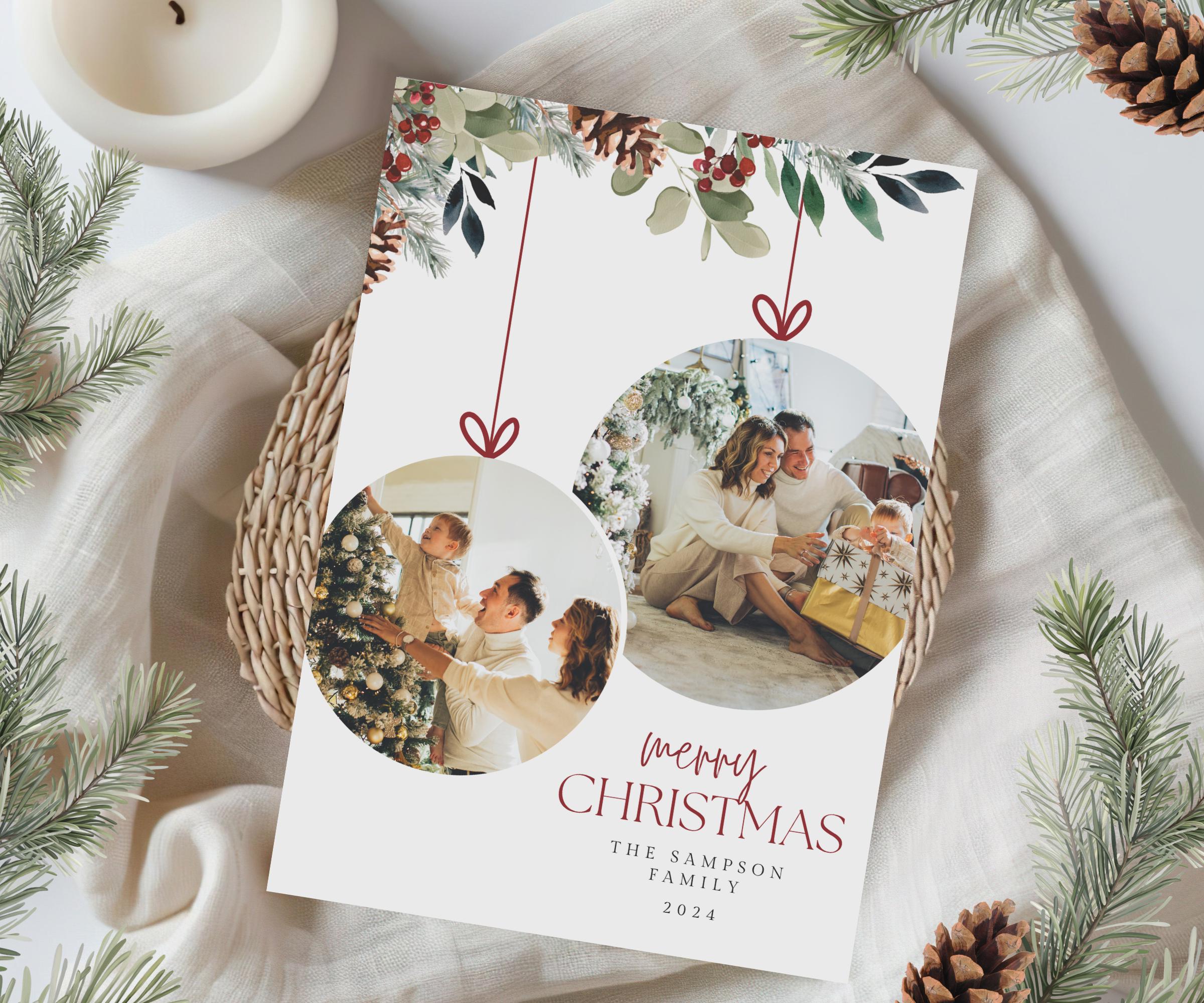 photo christmas card template, photo holiday card, coquett holiday