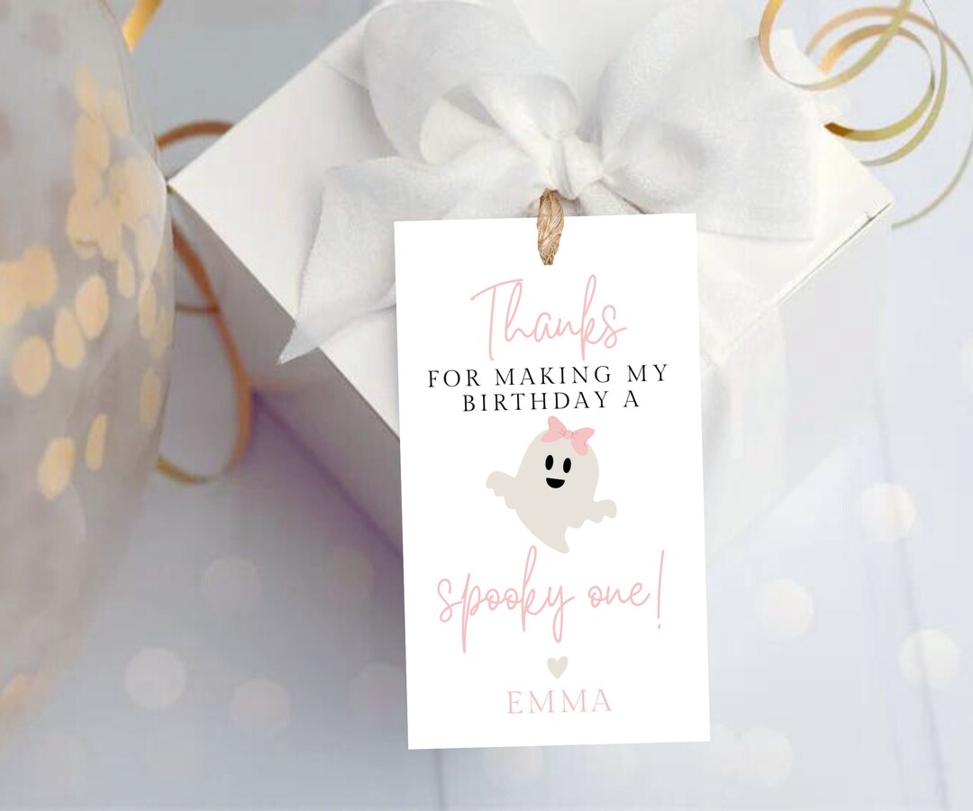 Halloween Birthday Thank You Favor Tags Girl 1st First Birthday Ghost ...