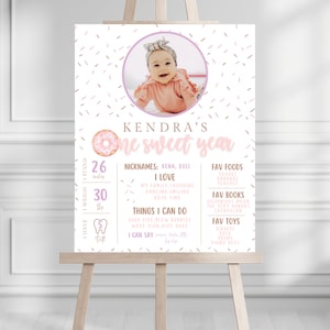 Donut Birthday Poster Donut 1st Birthday Poster Donut Grow Up Party Donut Birthday Milestone Poster Instant Download Editable File 716MP2