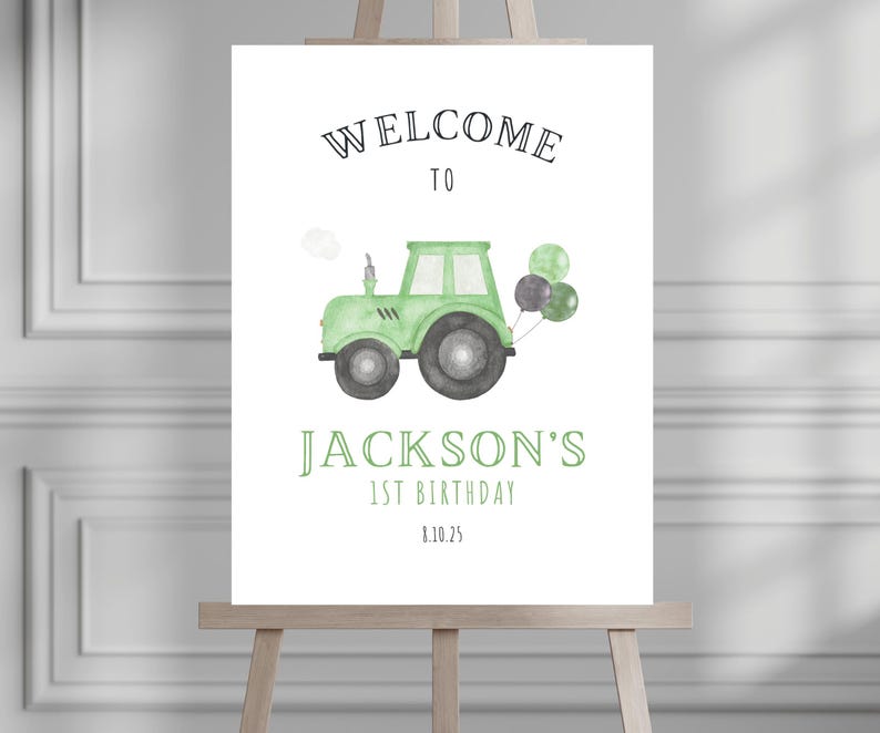 Minimalist Green Tractor Sign, Instant Download, Printable