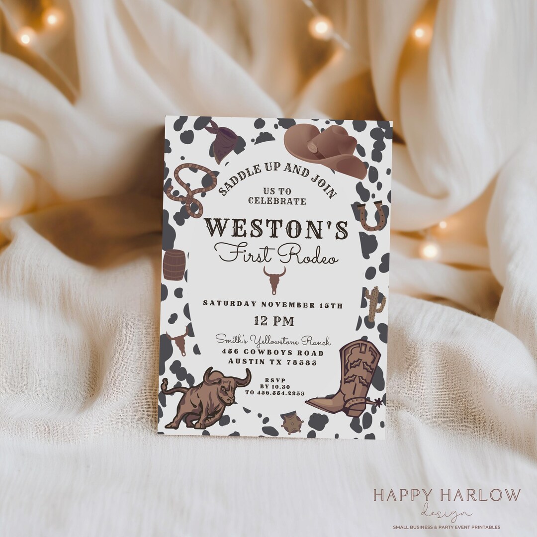 My First Rodeo Invitatioons FIRST RODEO Invitation Template | Printable Wild West Birthday Invite ...