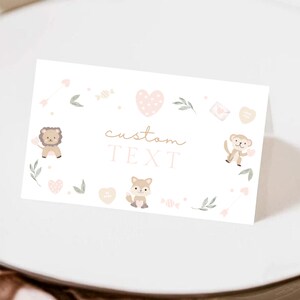 Little Sweetheart Valentine Primera tarjeta de tienda de cumpleaños, etiqueta de alimentos, día de San Valentín cumpleañera imprimible etiqueta de alimentos animales del bosque 030TC
