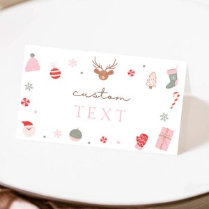 Navidad Oh Qué Tarjeta de Carpa Divertida, Etiqueta de Alimentos, Signo de Buffet, Etiqueta de Alimentos Imprimible, Rosa de Cumpleaños de Navidad, Plantilla Editable, INSTANTE 003TC