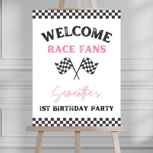 Editable Racecar Birthday Party Welcome Sign, Racing Birthday Party Sign Two Fast One Birthday Party Decor Welcome Race Fans Poster 744WS1