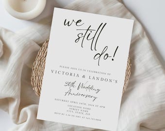 Boho 30th Anniversary Invitation Template, Printable Anniversary Invite, Pearl Wedding Anniversary Party Invitation, Canva Template 727
