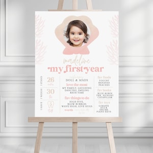 Sea Shell Milestone Poster, Shellabration Yearly Stats, Shell My First Year, Beach Girl Birthday, Editable Digital INSTANT DOWNLOAD 709MP