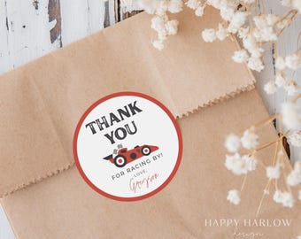 Boy First Lap Birthday Circle Sticker Label, Round Tag, Treat Bag Thank You, Fast ONE Favor Tag, Race Car Party Thank You, Fast One 708TYS