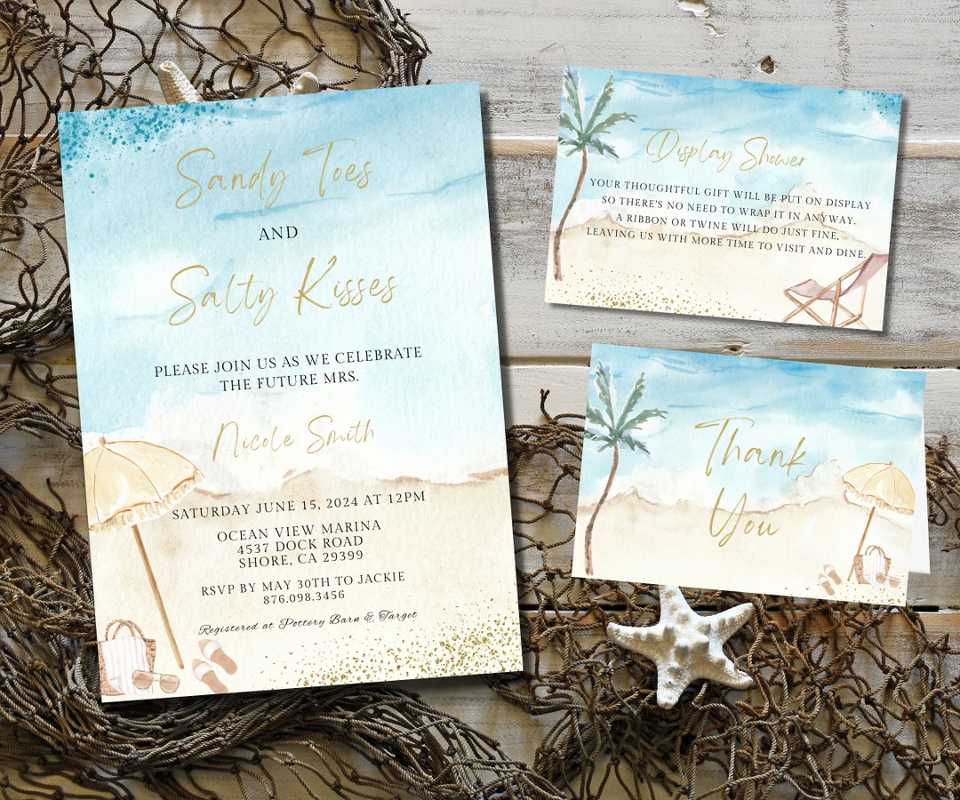 Beach Bridal Shower Invite, Beach Theme, Ocean Bridal Shower, Printable