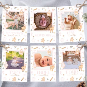 Editable Christmas Birthday Monthly Photo Banner Oh What Fun Christmas Birthday Gingerbread Pink Girl Christmas Month Banner Download 031YB