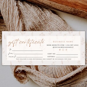 Boho Gift Certificate Template, DIY Printable Gift Voucher Certificate, Editable Gift Card, Spa Gift Certificate, Printable Template, GC741