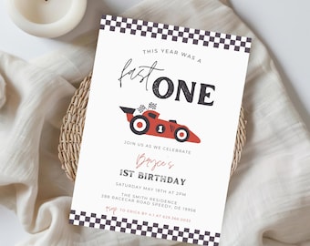 Fast ONE Birthday Invitation, Editable Template, Car 1st Birthday Party, Racing Car First Bday Invite, Cars Invite, Digital Download 708A