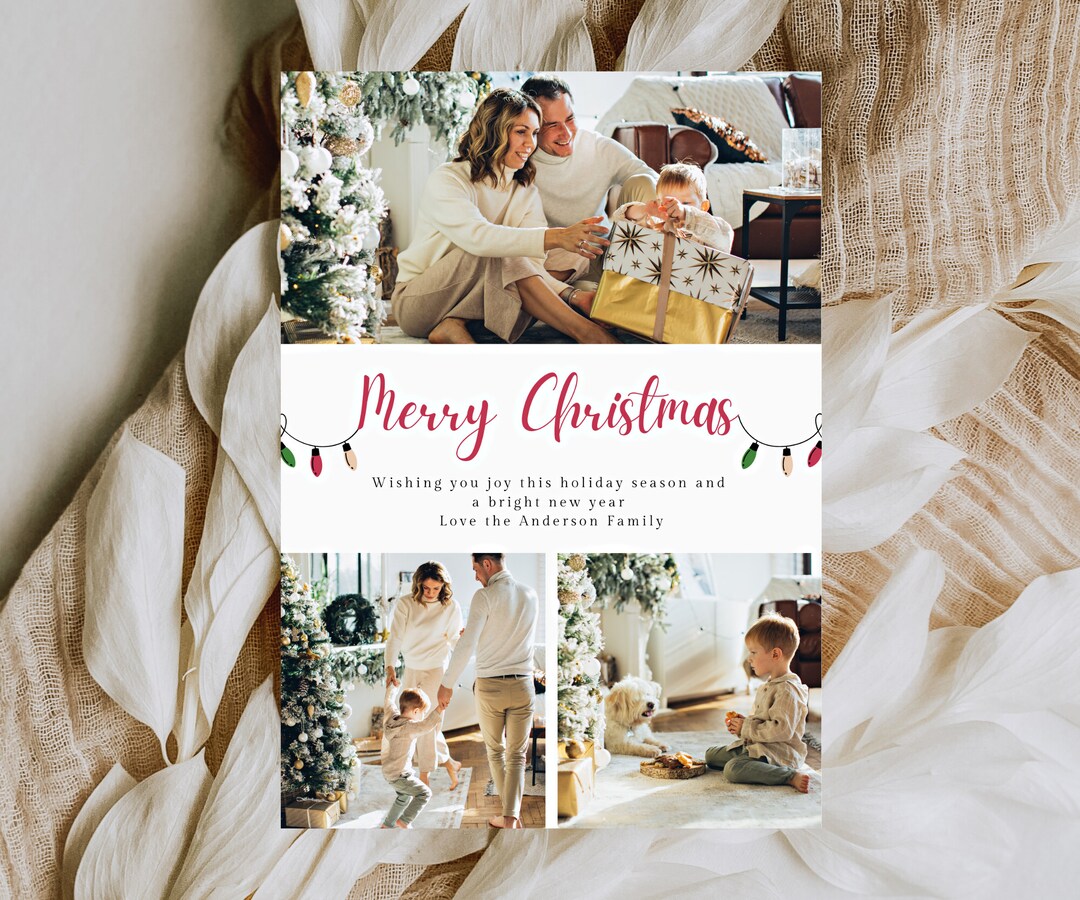 Photo Christmas Card Template Photo Holiday Card Boho Holiday Card