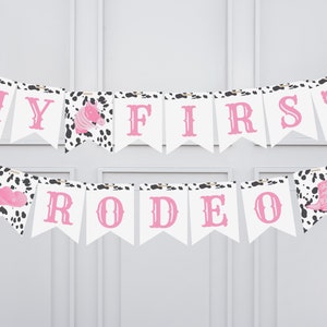 FIRST RODEO Banner di compleanno, decorazioni per la festa del primo compleanno del selvaggio West, modello di primo compleanno per ragazza cowgirl, il mio primo banner da rodeo 717OB2